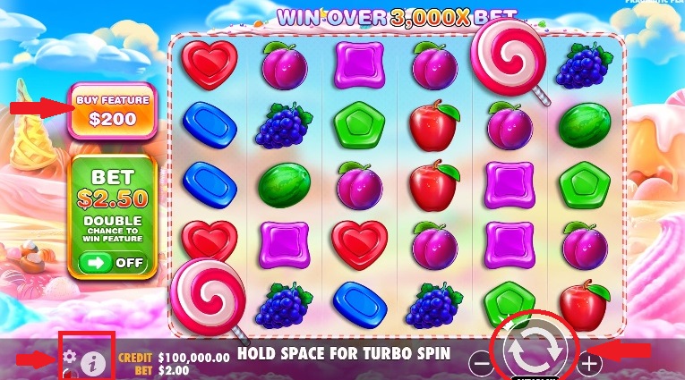 Functions and settings of Sweet Bonanza slot machine